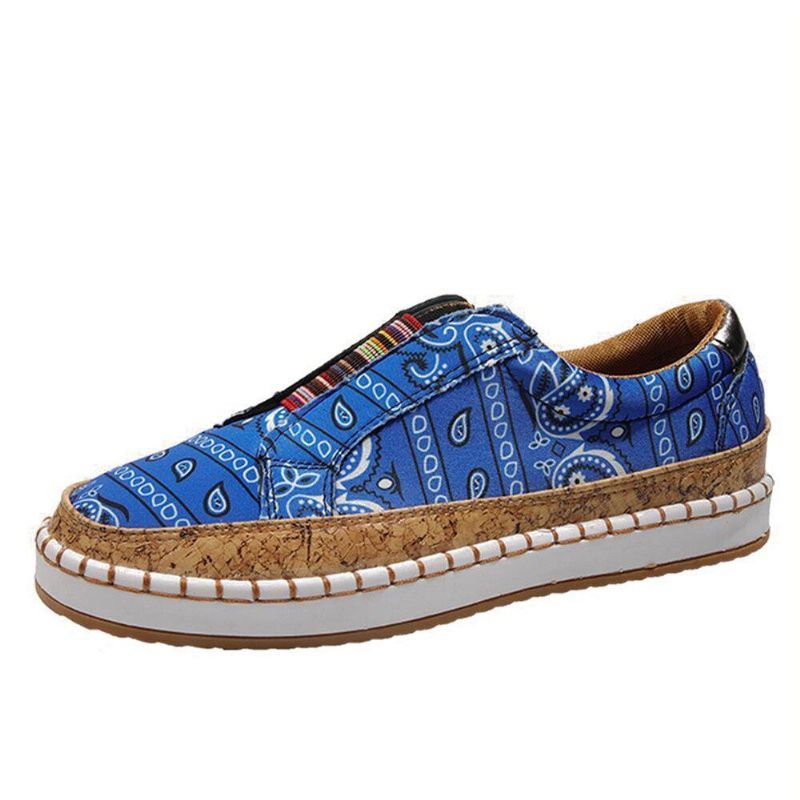 Kvinnor Folkways Printing Comfy Slip On Casual Flat Skor