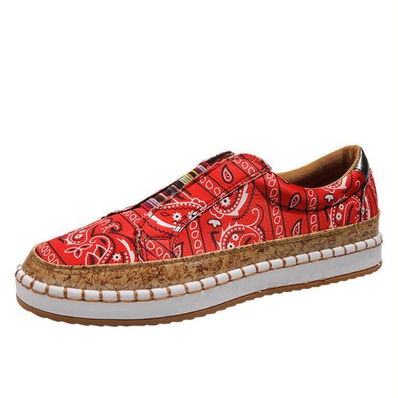 Kvinnor Folkways Printing Comfy Slip On Casual Flat Skor