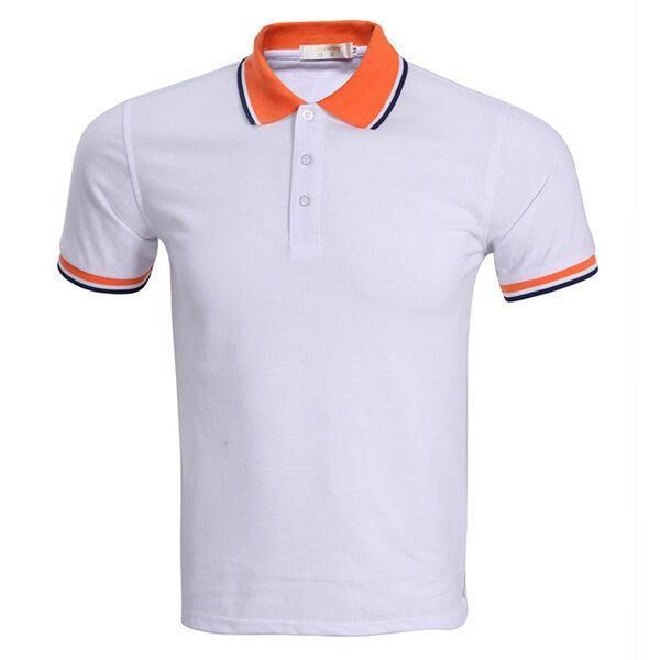 Herrmode Casual T-Shirts Med Krage I Kontrastfärg Uppfällbar Kortärmad Golftröja 7 Färger