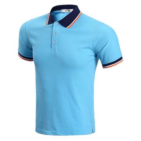 Herrmode Casual T-Shirts Med Krage I Kontrastfärg Uppfällbar Kortärmad Golftröja 7 Färger