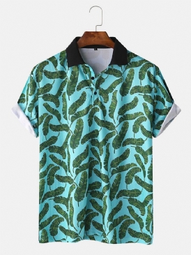 Män Casual Holiday Banana Leaf Print Golf Shirt