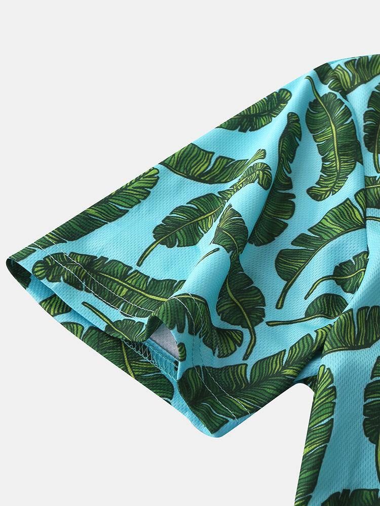 Män Casual Holiday Banana Leaf Print Golf Shirt