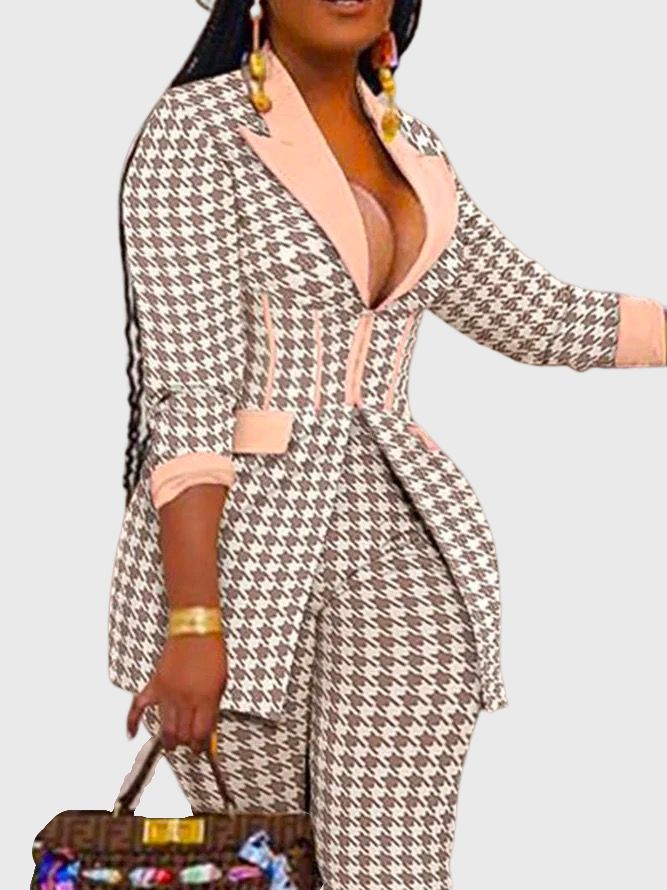 Houndstooth Regular Fit Vintage Blazer