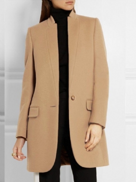 Långärmad Lapel Collar Plain Regular Fit Overcoat