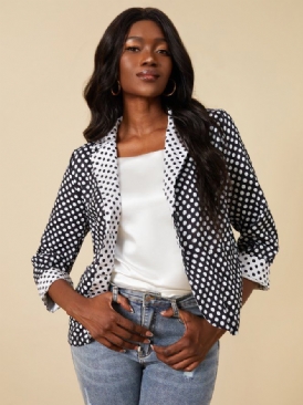 Polka Dots Lapel 3 4 Ärm Color-Block Blazer