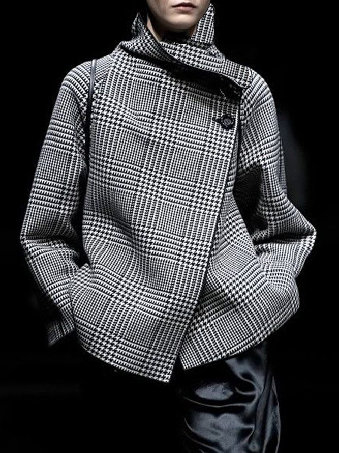 Shift Turtleneck Houndstooth Work Blazer