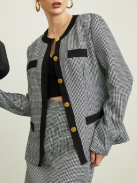 Urban Regular Fit Houndstooth Blazer Med Rund Hals