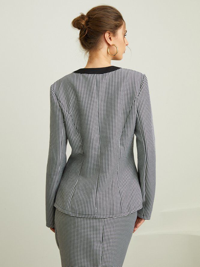 Urban Regular Fit Houndstooth Blazer Med Rund Hals