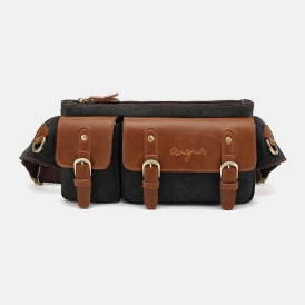 Herr Canvas Midjeväska Multifunktionell Hasp Pocket Outdoor Casual Chest Bag Axelväska