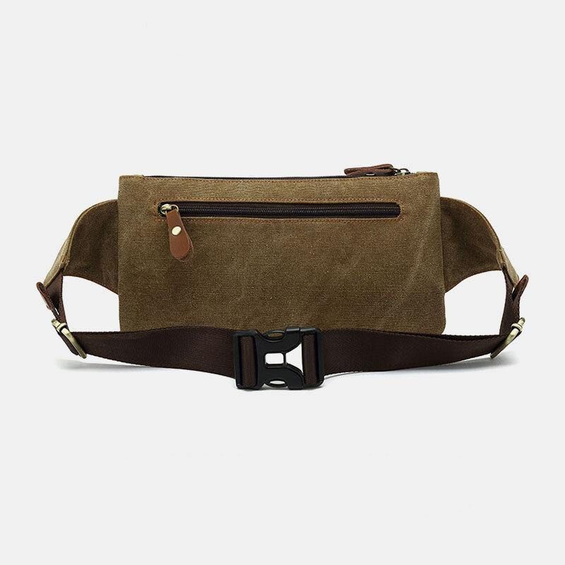 Herr Canvas Midjeväska Multifunktionell Hasp Pocket Outdoor Casual Chest Bag Axelväska