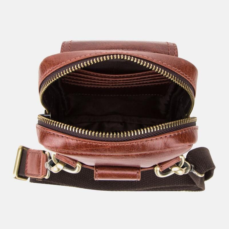 Män Äkta Läder Retro Mode 5.8 Tums Telefonväska Multi-Carry Crossbody Väska Midjeväska