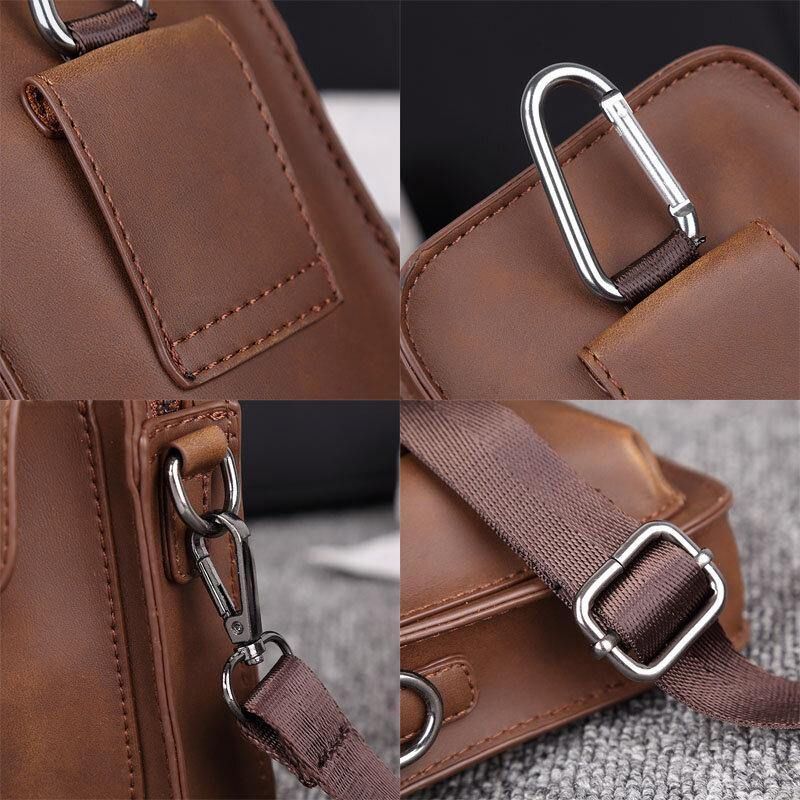 Män Konstläder Mini Casual Multi-Carry Midja Hängande 6.3 Tums Telefonväska Axelväska Crossbody-Väska Med Bältesögla