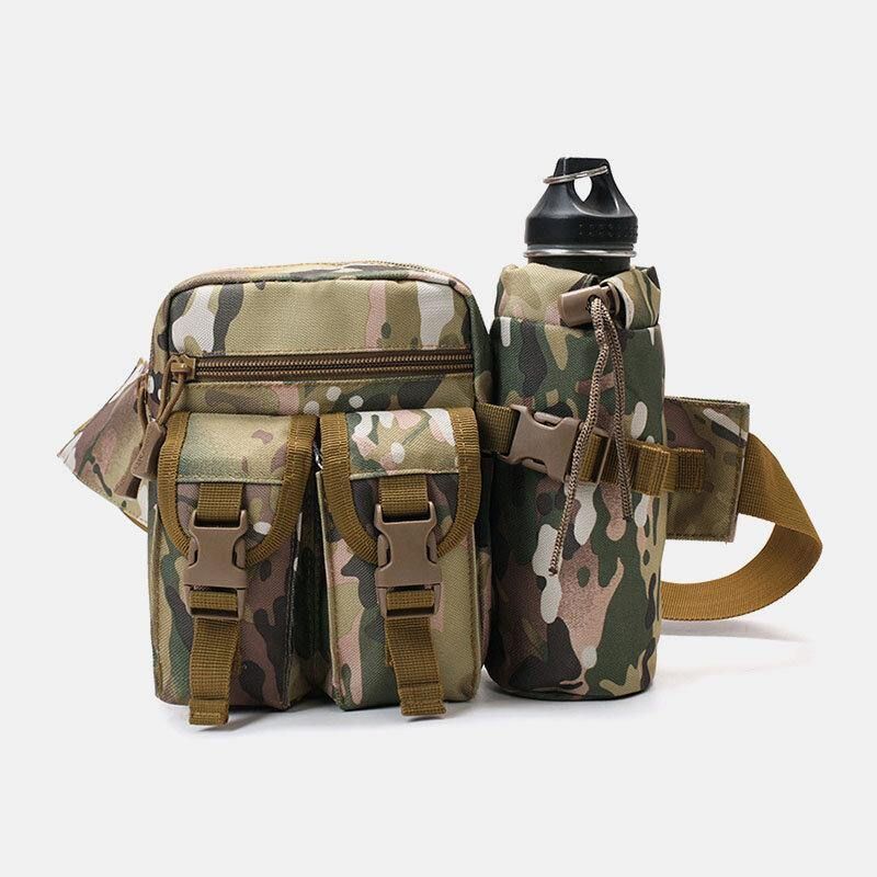 Män Nylon Kamouflage Multifunktion Utomhus Vattenflaska Midjeväska Tactical Bag