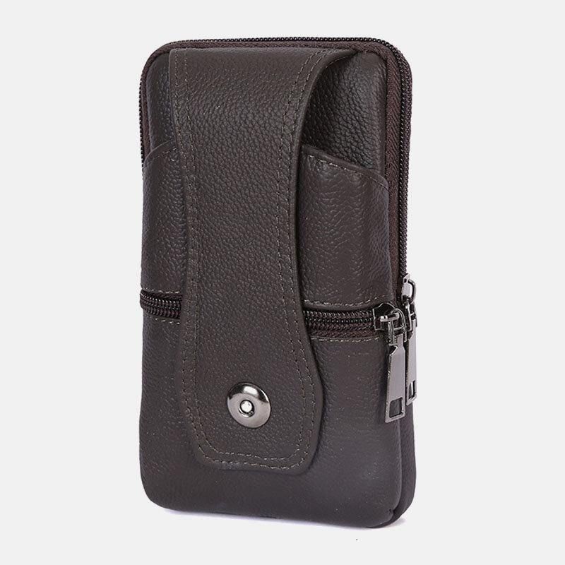 Män Slitstark Flik Magnetisk Knappdesign Midjeväska Andas Smaklös Bältesväska 6.5 Tums Telefonväska Crossbody-Väskor Med Axelrem