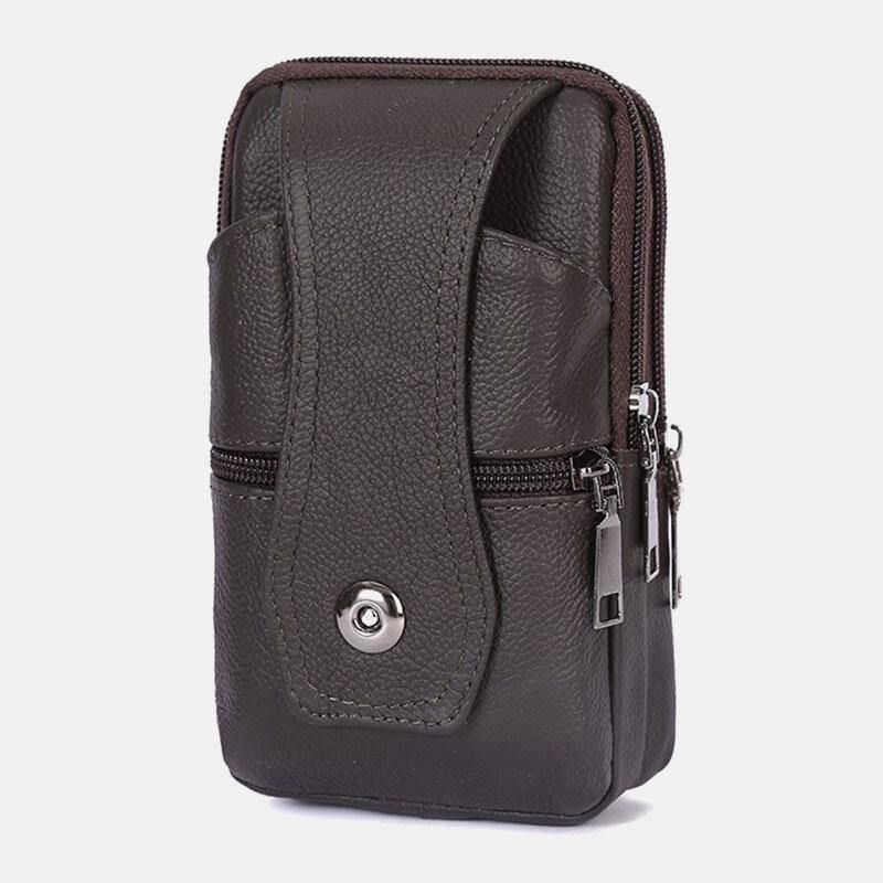 Män Slitstark Flik Magnetisk Knappdesign Midjeväska Andas Smaklös Bältesväska 6.5 Tums Telefonväska Crossbody-Väskor Med Axelrem