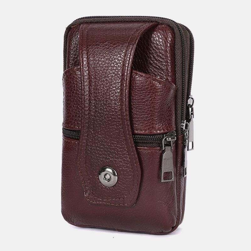 Män Slitstark Flik Magnetisk Knappdesign Midjeväska Andas Smaklös Bältesväska 6.5 Tums Telefonväska Crossbody-Väskor Med Axelrem