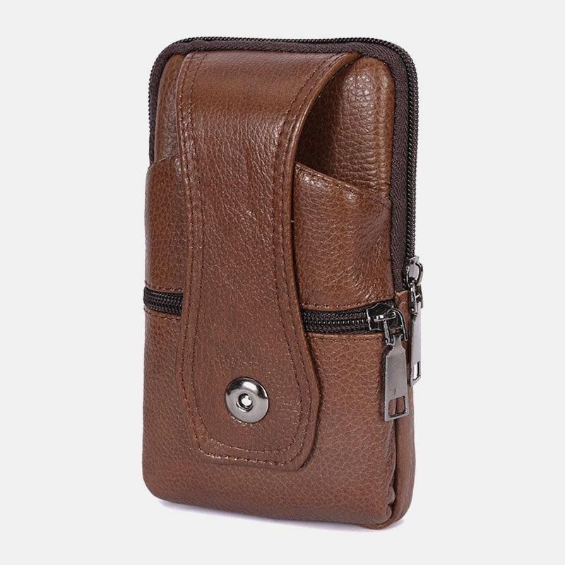 Män Slitstark Flik Magnetisk Knappdesign Midjeväska Andas Smaklös Bältesväska 6.5 Tums Telefonväska Crossbody-Väskor Med Axelrem