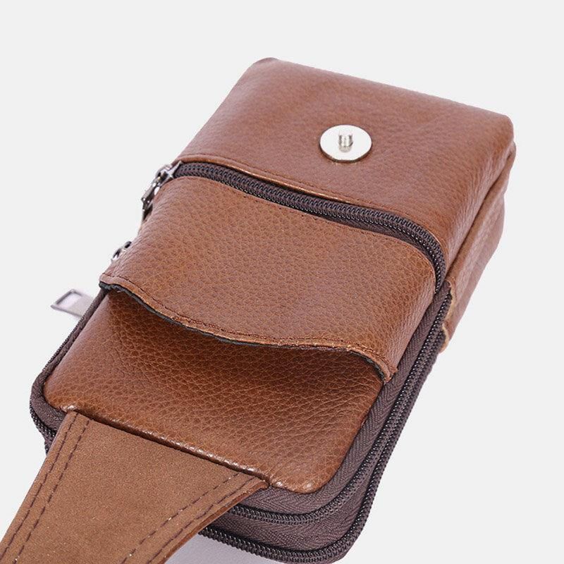 Män Slitstark Flik Magnetisk Knappdesign Midjeväska Andas Smaklös Bältesväska 6.5 Tums Telefonväska Crossbody-Väskor Med Axelrem