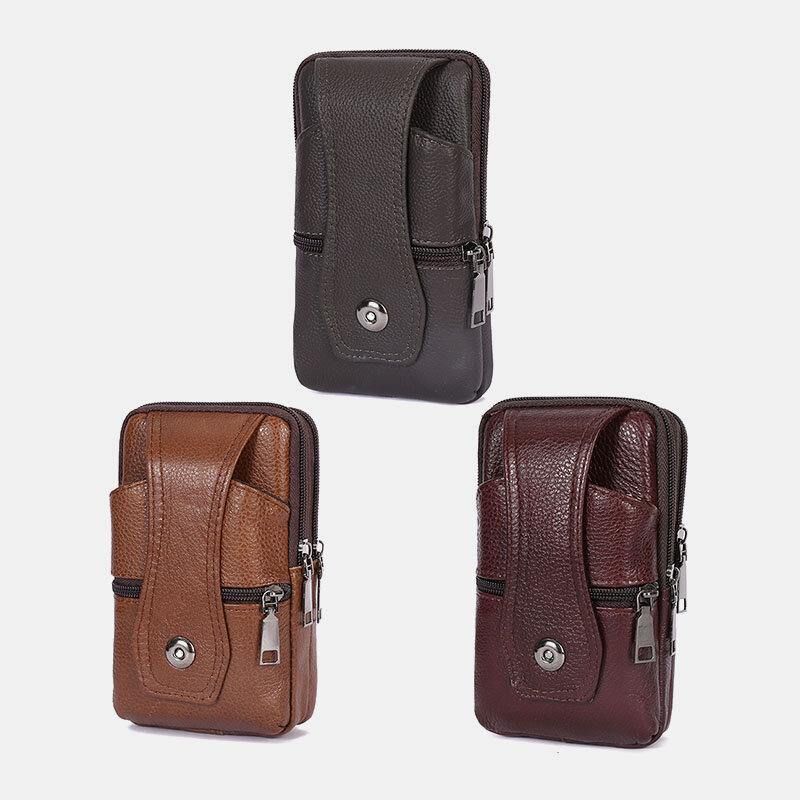 Män Slitstark Flik Magnetisk Knappdesign Midjeväska Andas Smaklös Bältesväska 6.5 Tums Telefonväska Crossbody-Väskor Med Axelrem