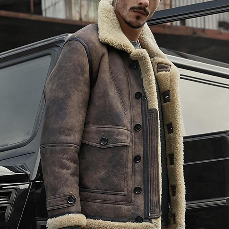 Charmkpr Herr Biker Jacka Big Pocket Shearling Konstläder