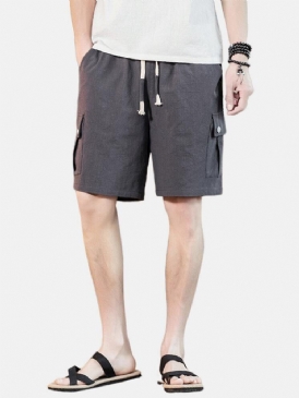 4 Färger Mäns Enfärgade Dragsko Casual Shorts Med Ficka