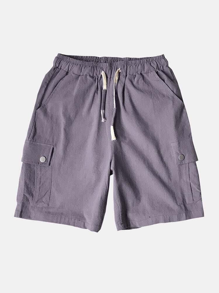 4 Färger Mäns Enfärgade Dragsko Casual Shorts Med Ficka