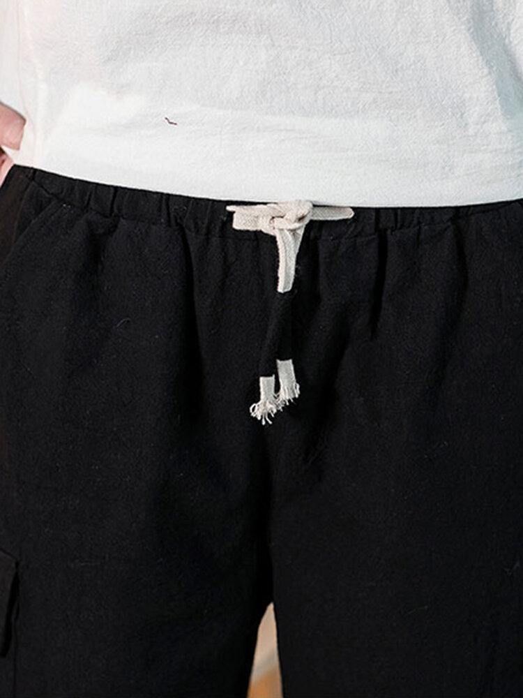 4 Färger Mäns Enfärgade Dragsko Casual Shorts Med Ficka