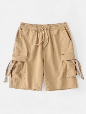 Casual 100 % Bomullsfickor För Män Cargo Shorts För Män