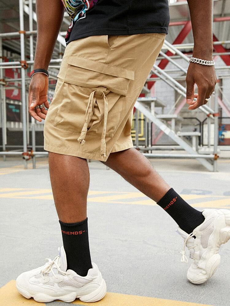 Casual 100 % Bomullsfickor För Män Cargo Shorts För Män