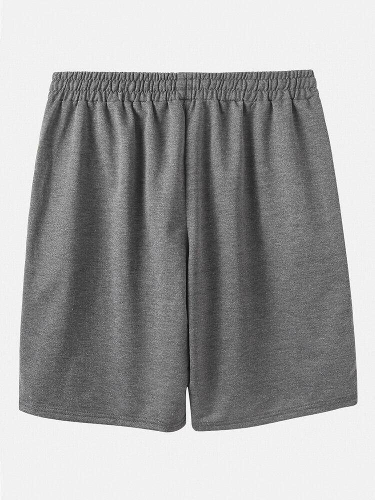 Cykelficka För Män Elastisk Midja Enfärgad Dragsko Lösa Shorts Sportshorts