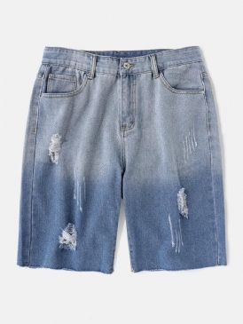 Denim Gradientfickor För Män Lösa Bekväma Casual Shorts