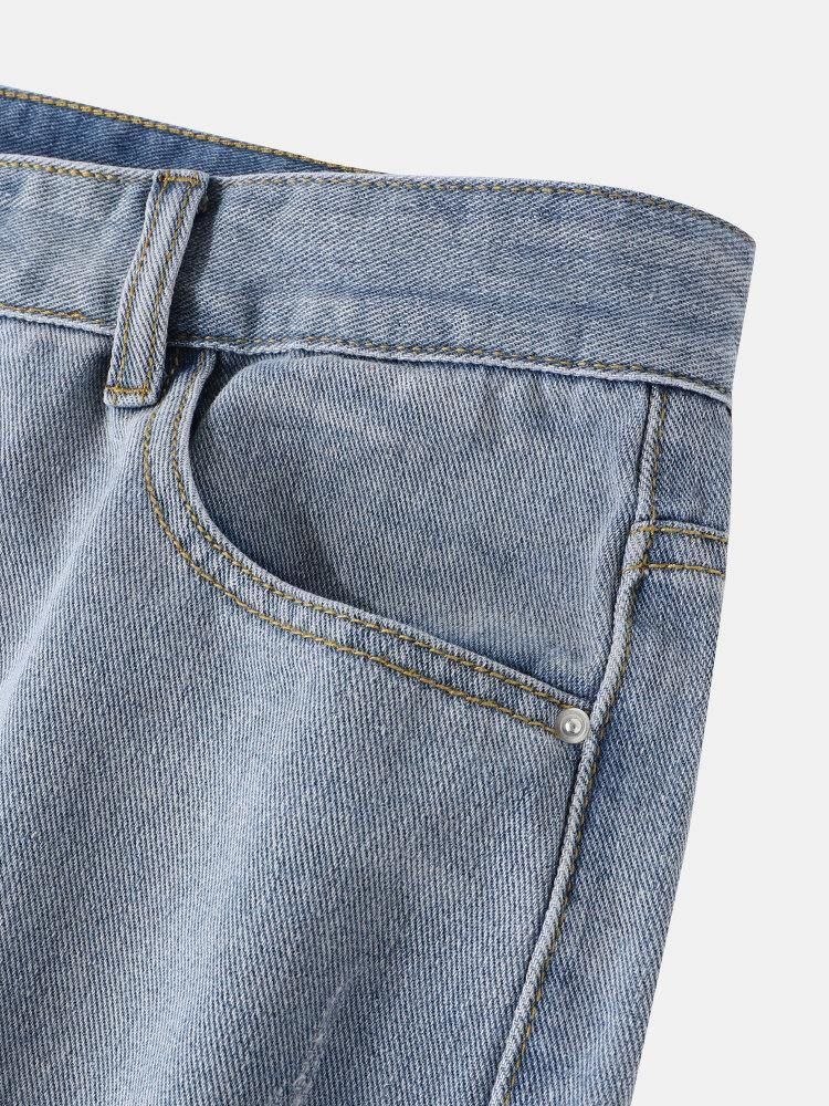 Denim Gradientfickor För Män Lösa Bekväma Casual Shorts