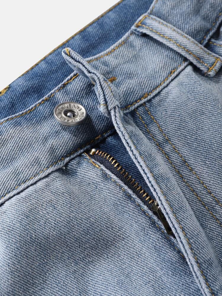 Denim Gradientfickor För Män Lösa Bekväma Casual Shorts