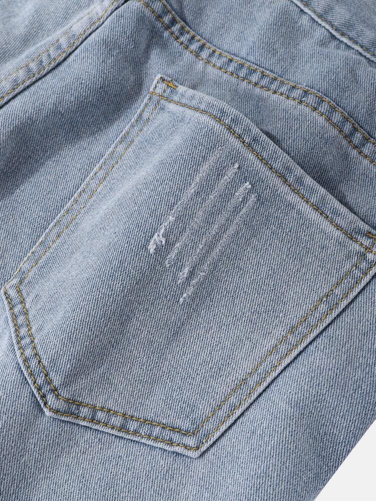 Denim Gradientfickor För Män Lösa Bekväma Casual Shorts