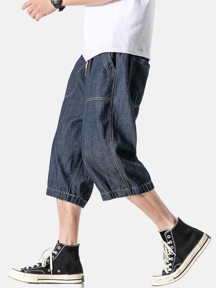 Enkla Jeans Med Flera Fickor Och Dragsko För Män