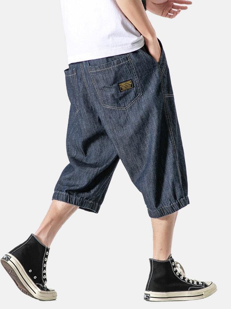 Enkla Jeans Med Flera Fickor Och Dragsko För Män