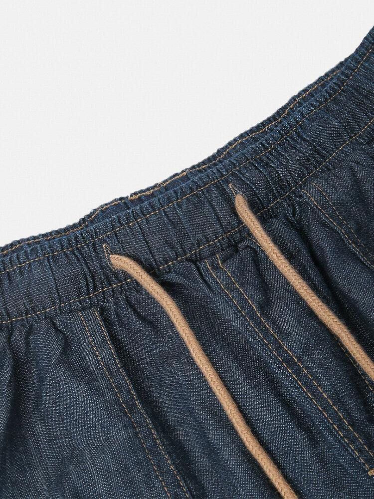 Enkla Jeans Med Flera Fickor Och Dragsko För Män