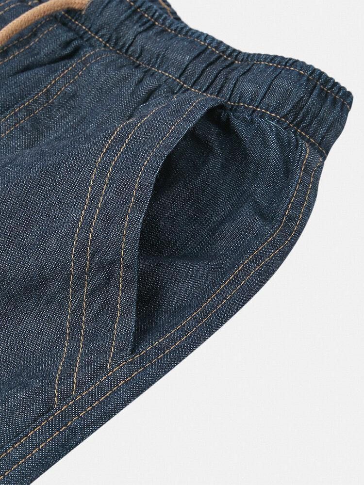 Enkla Jeans Med Flera Fickor Och Dragsko För Män