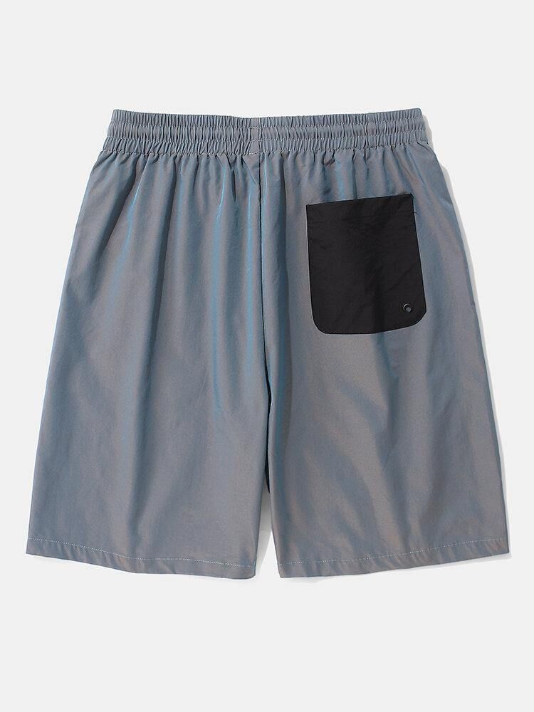 Herr Casual Elastisk Midja Färg Blockfickor Cargo Shorts