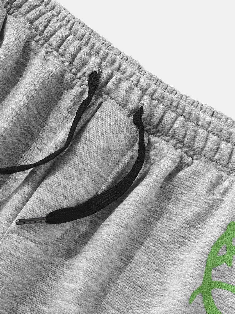 Roligt Leendemönster För Män Med Elastiska Midja Avslappnade Shorts