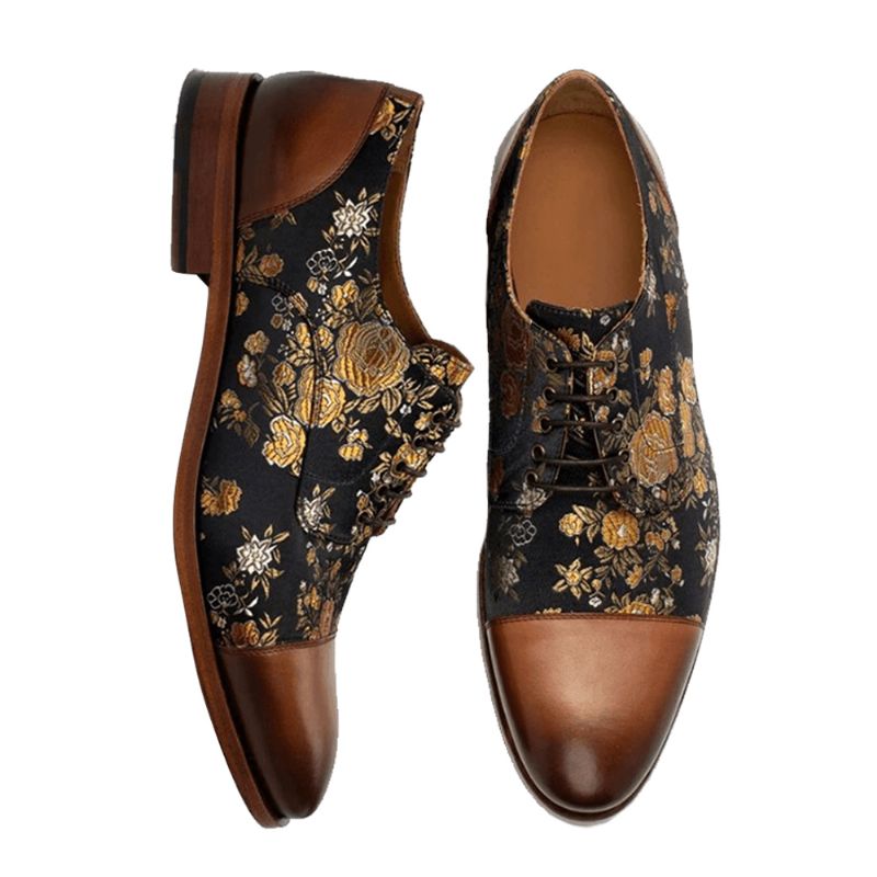 Män Blommig Tryckt Brittisk Stil Cap Toe Comfy Casual Formell Klänning Skor