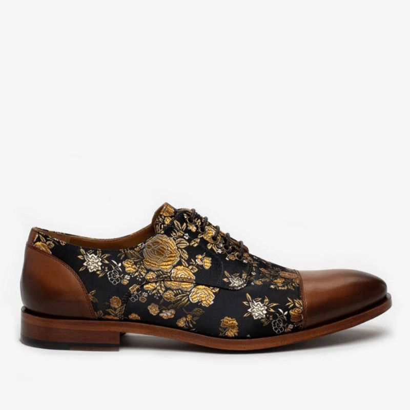 Män Blommig Tryckt Brittisk Stil Cap Toe Comfy Casual Formell Klänning Skor