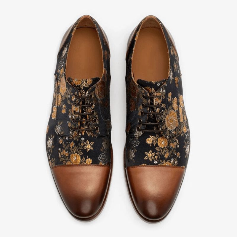 Män Blommig Tryckt Brittisk Stil Cap Toe Comfy Casual Formell Klänning Skor