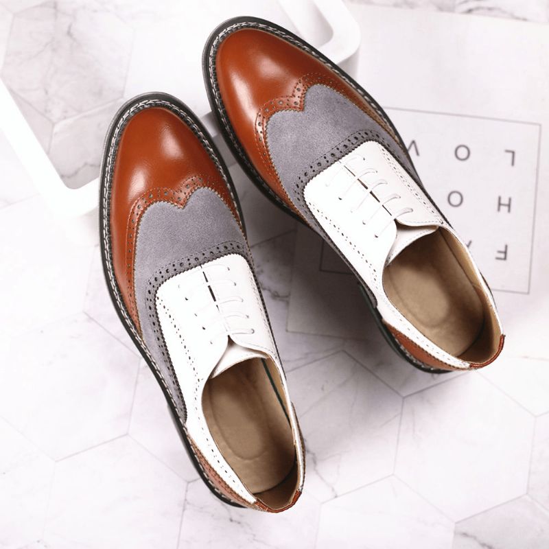 Män Brogue Colorblock Oxfords Snörning Business Casual Formell Skor