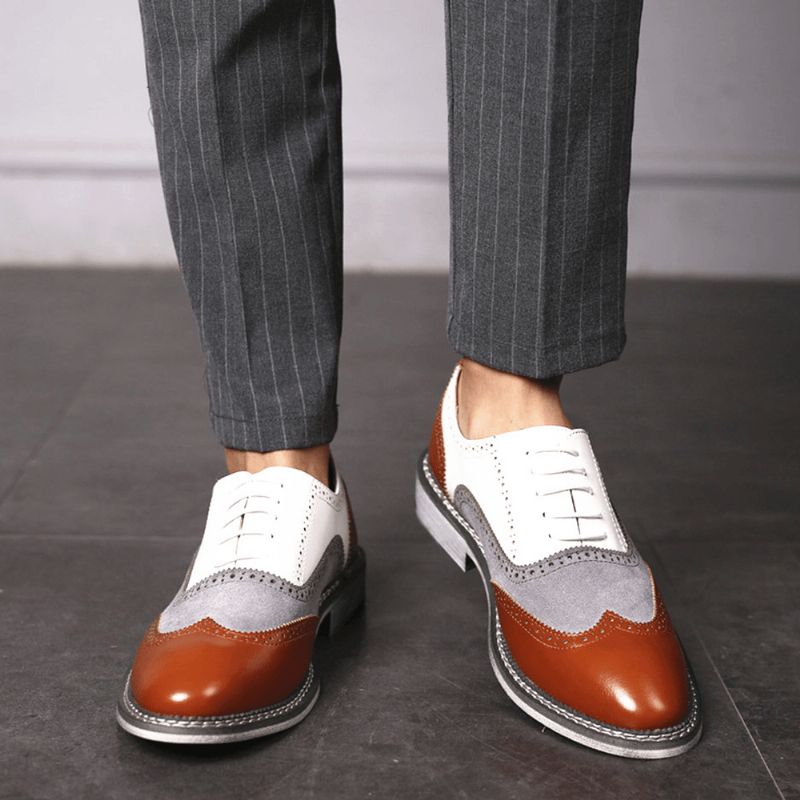 Män Brogue Colorblock Oxfords Snörning Business Casual Formell Skor