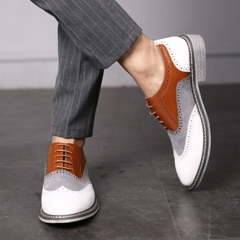 Män Brogue Colorblock Oxfords Snörning Business Casual Formell Skor