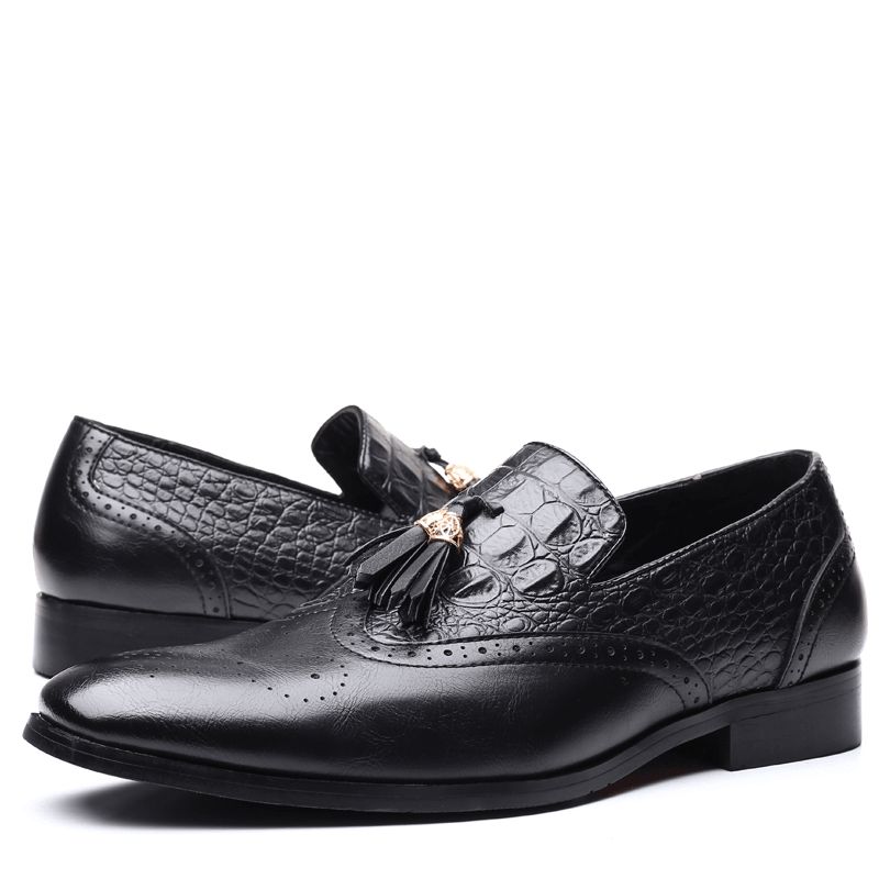 Män Brogue Tofs Decor Dress Loafers Slip On Business Casual Formell Skor