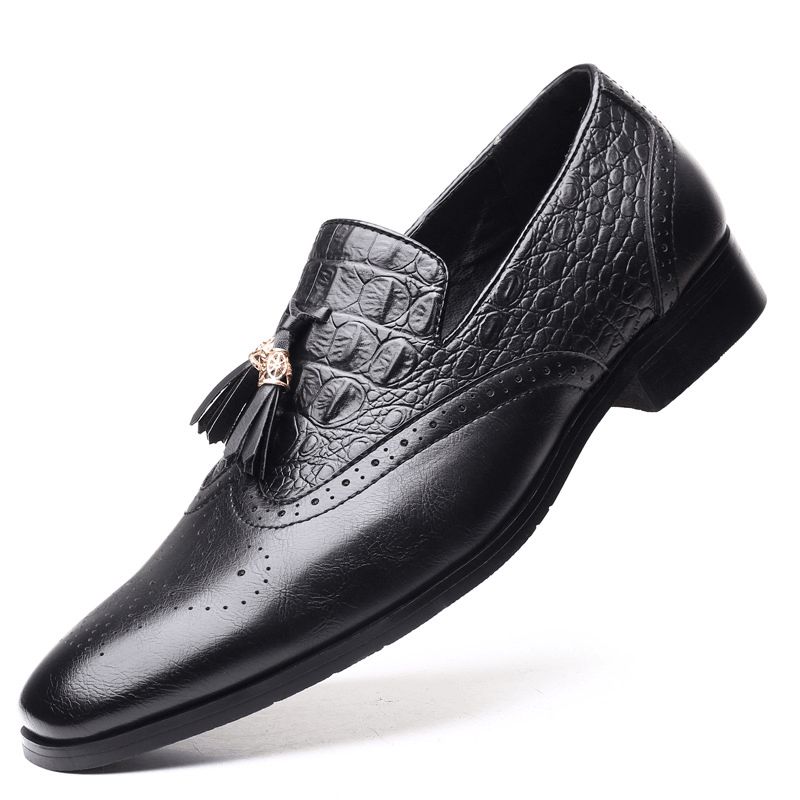 Män Brogue Tofs Decor Dress Loafers Slip On Business Casual Formell Skor