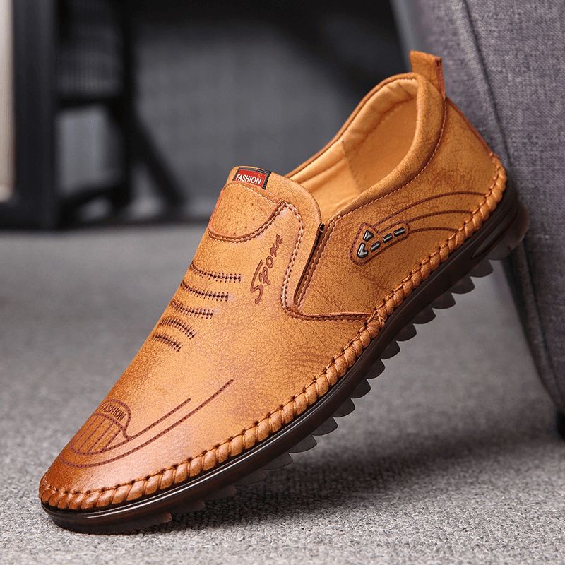 Män Microfiber Läder Halkbeständig Mjuk Sula Casual Business Loafers