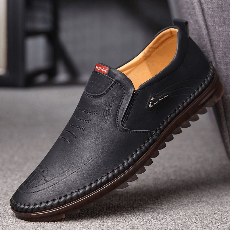 Män Microfiber Läder Halkbeständig Mjuk Sula Casual Business Loafers